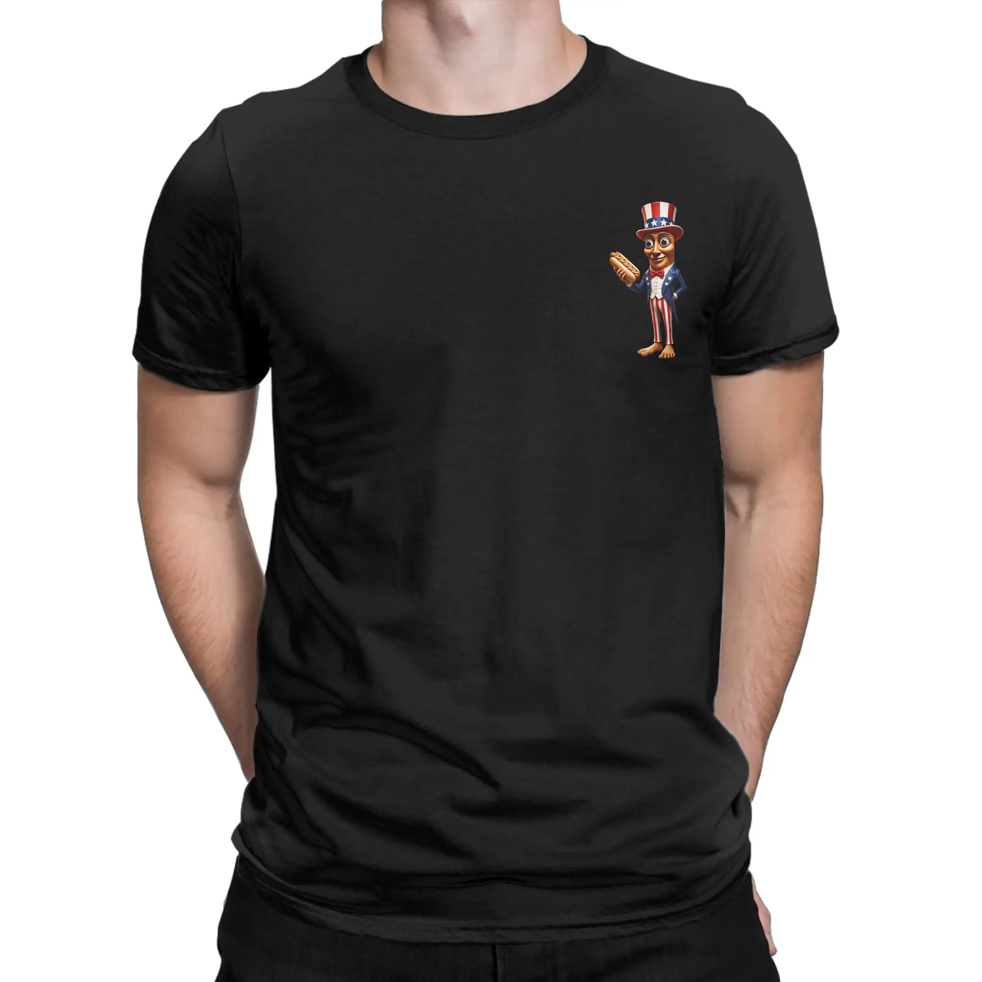 Men's T-Shirts Independence Day Tung Tung Tung Sahur Hot Dog Humor Cotton Tee Shirt Short Sleeve  T Shirts Crew Neck