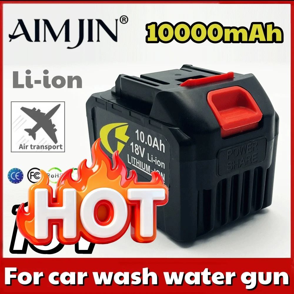 🎠~18V 10Ah/10000mAh Replacement Li-Ion Battery for Car Washer High Pressure Water Gun Car Wash Spare Part