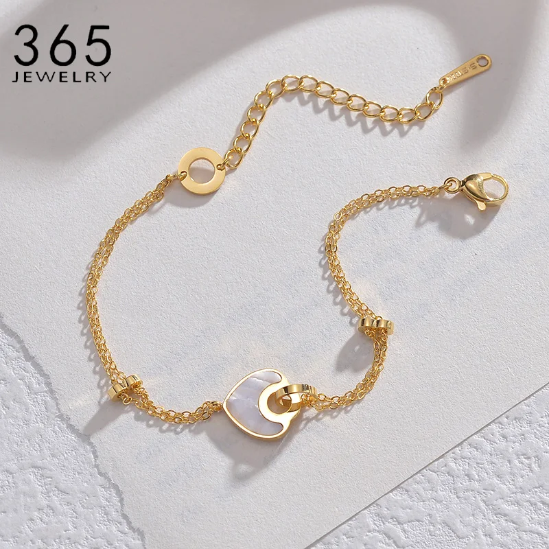 Fashion Youthful and Exquisite Stainless Steel Gold Color Heart Jewelry Girls Anniversary Birthday Gifts For Women Bracelet