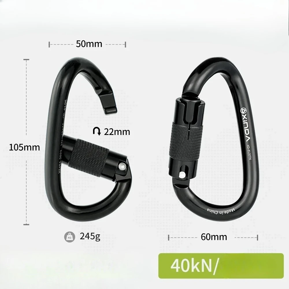40kN 90° Twisting Deformation Main Lock, High Load-Bearing Safety for High Altitude Climbing Speed Descent Rescue 2pcs