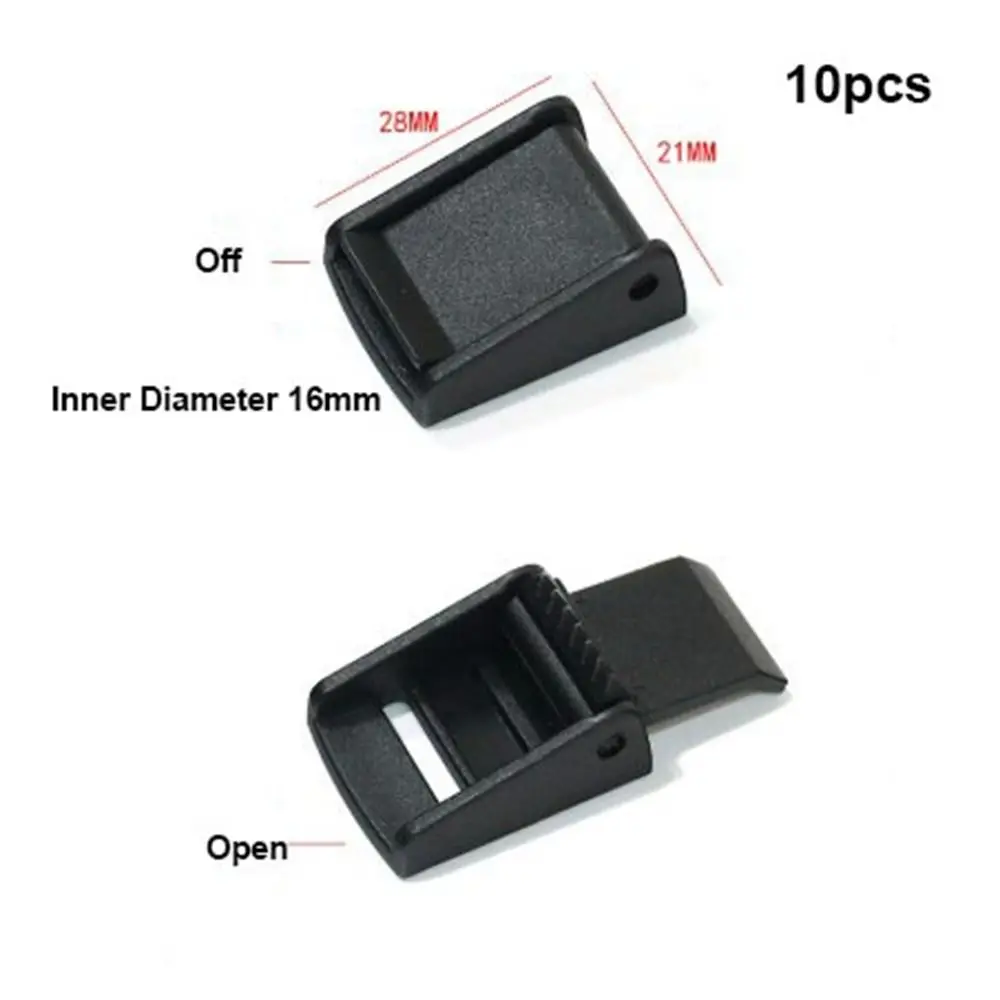 10pcs Black Binding Strap Pressure Buckle Clip Parts Plastic Adjustment Buckle 10 Styles Ribbon Belt Buckle Luggage Accessories