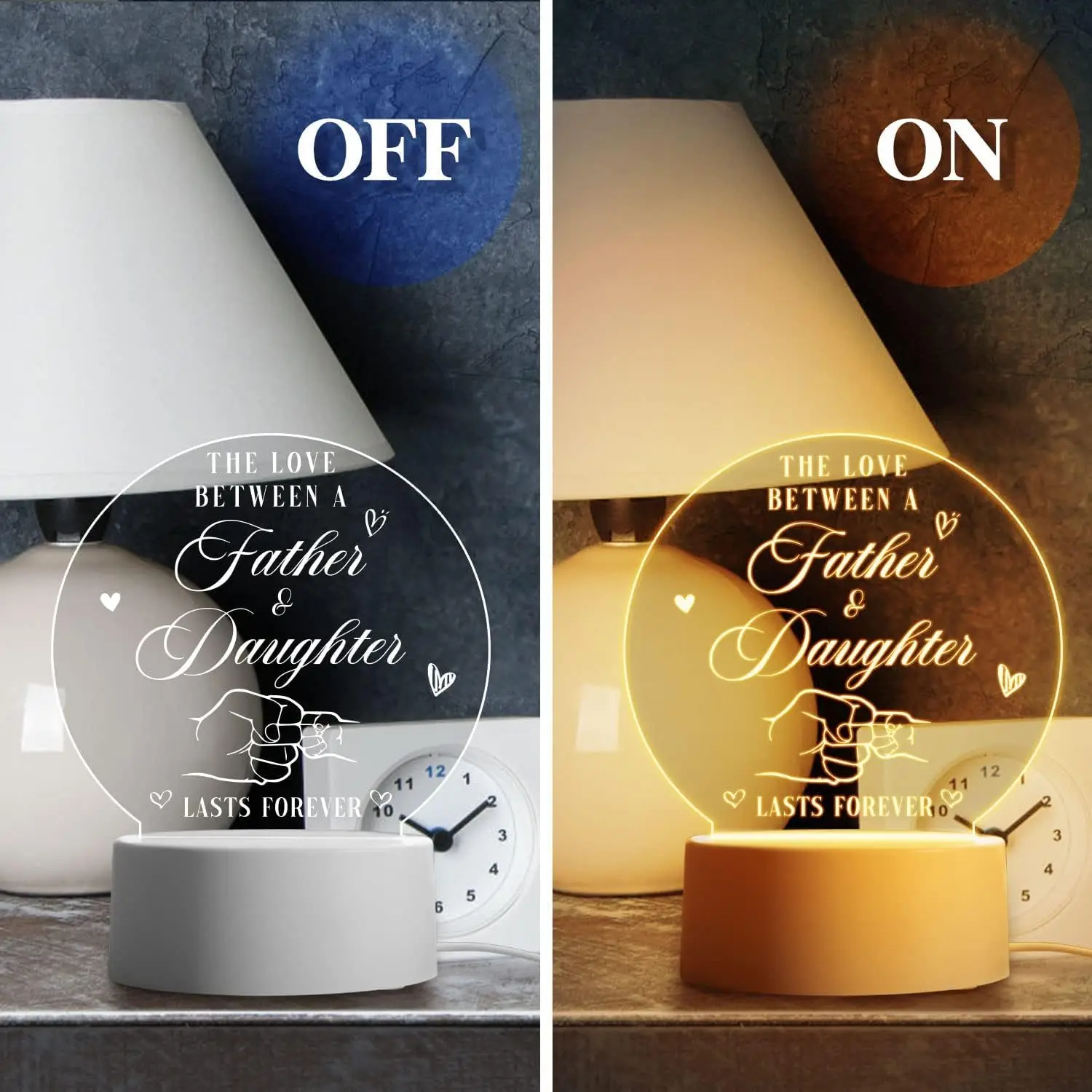 To My Father Funny  Color Changeable Table Lamp For Home Room Decoration Nightlight 3D Led Night Light