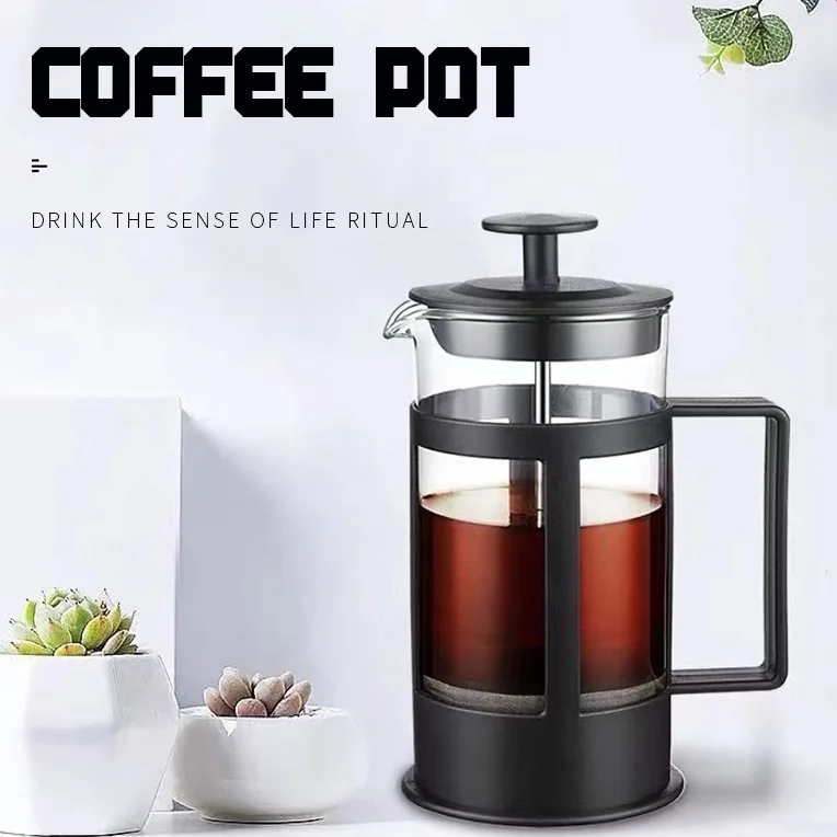 360/600ml French Press Coffee Pot Stainless Steel Glass Coffee Maker Heat Resistant Borosilicate Glass Tea Pot Cafe Percolator