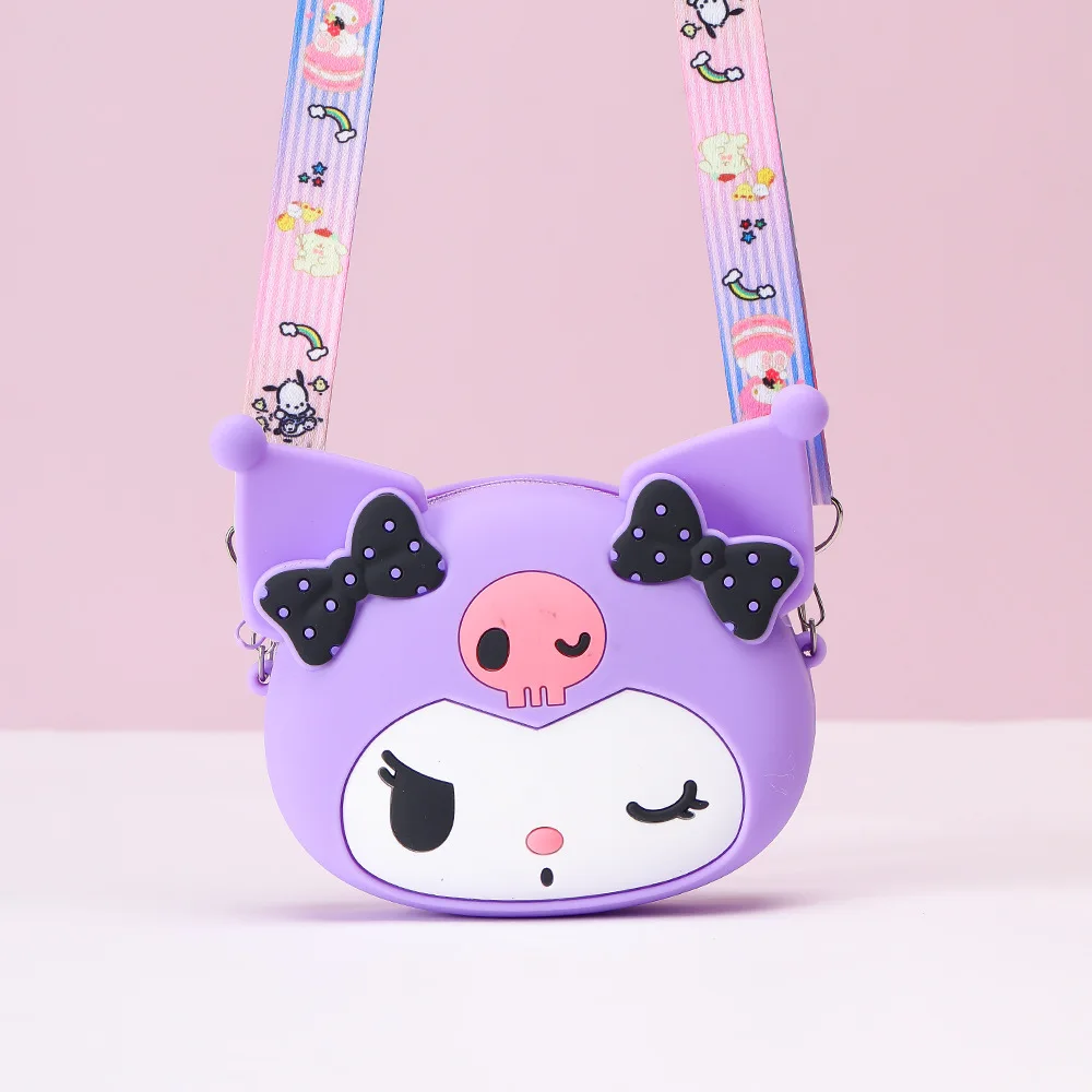 Sanrio coin purse Fashionable backpack Cartoon character Hello Kitty Kuromi Melody coin purse Silicone bag Children\'s backpack