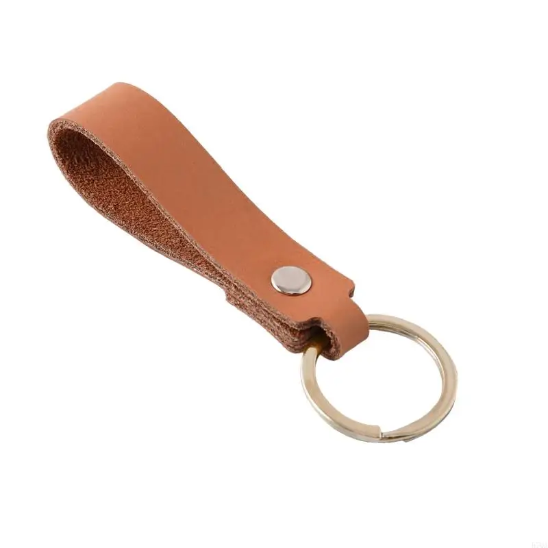 57QA Portable for Key Ring Decor Handmade POB for Key Holder Genuine Leather Sliver for Key Ring Lanyard Keychain Jewelry Gif