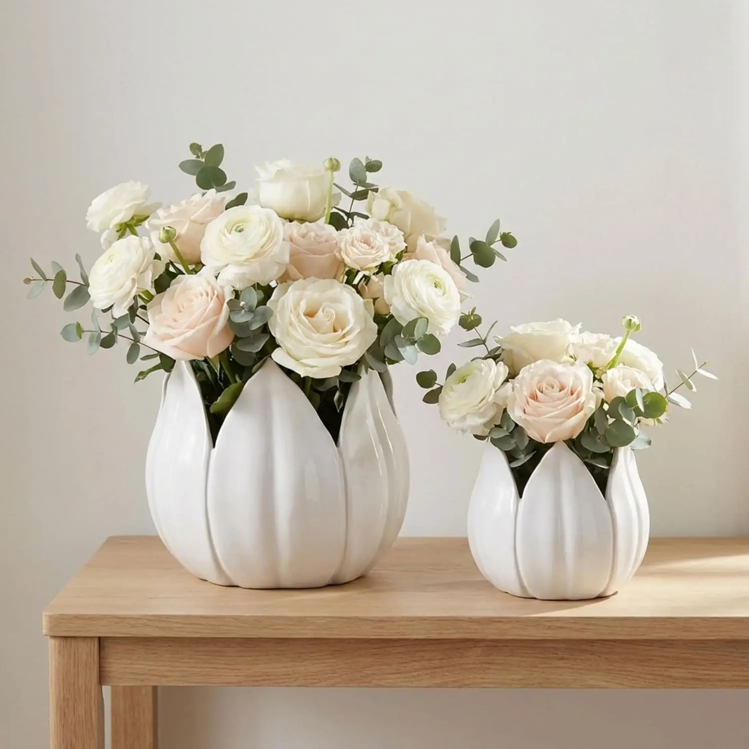 

Ceramic Planter Pots – Planters for Greenery and Florals, Indoor Planters for Shelf, Table, or Patio, with Petal Shape