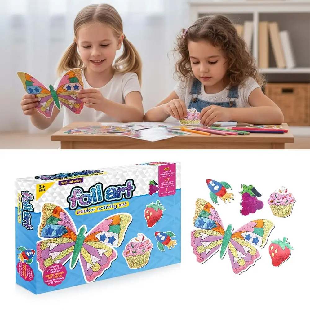 Grappige veelkleurige DIY foliekunst sticker cartoon patroon verlichting cartoon stickers creatief ontwerp zelfklevende DIY stickers voor