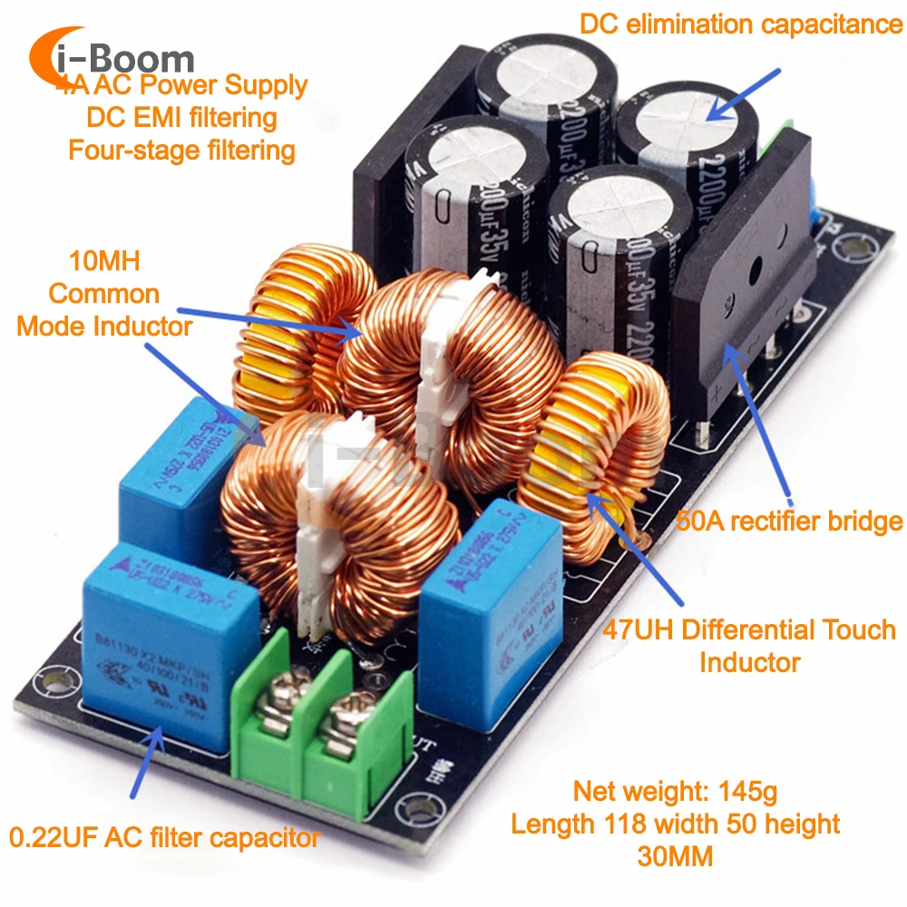 AC110V 220V Power Filter EMI Electromagnetic Interference Filter EMC High Frequency Power Filter for Audio Power Amplifier