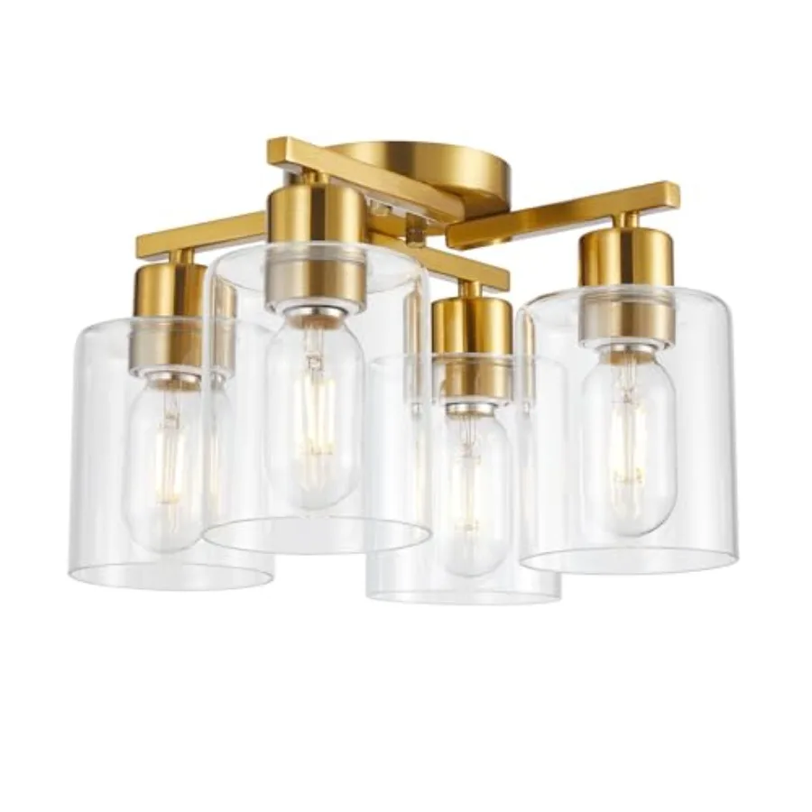 

Semi Flush Mount Ceiling Brushed Kitchen ing Fixtures Ceiling Brass Hallway Cieling s Fixture with Clear Glass Shade for Bedroo
