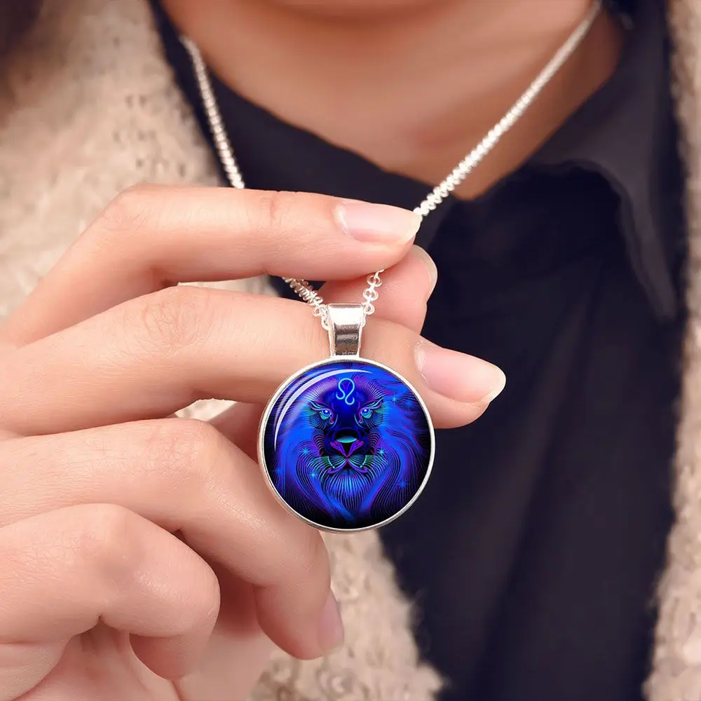 Leo 1 PC 12 konstelacji horoskop Cabochon szkło strzelec dla kobiet mężczyzn astrologia naszyjnik biżuteria wisiorek dekoracja