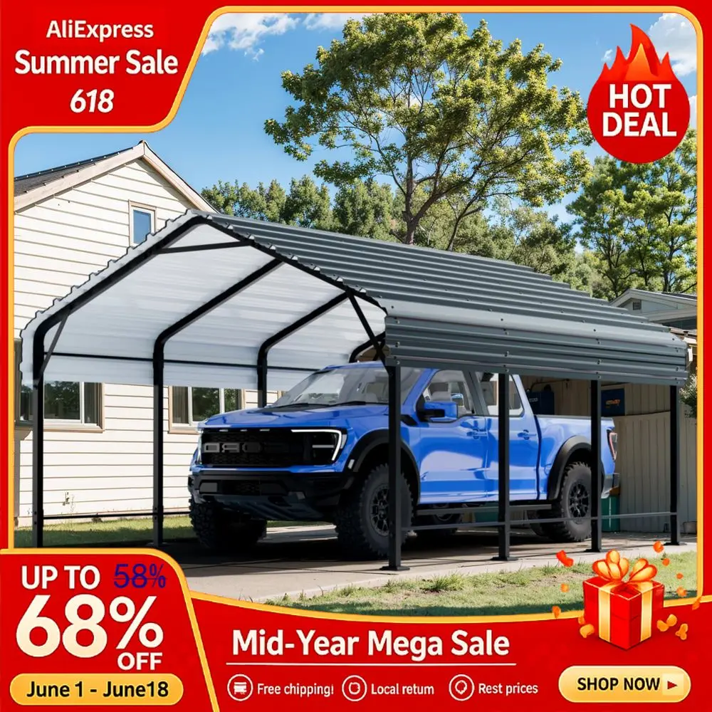 

12X20X8.48 FT Carport, Heavy Duty Canopy with Galvanized Steel Roof and Frame, Metal Carport Upgraded Extra Large Garage Custom