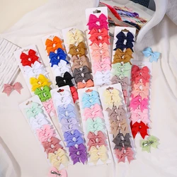 10Pcs Solid BB Hair Clips Cute Bows Girls Ribbon Bowknots Barrettes Baby Hairpins Headwear Kids MiNi Hair Accessories Gifts Set