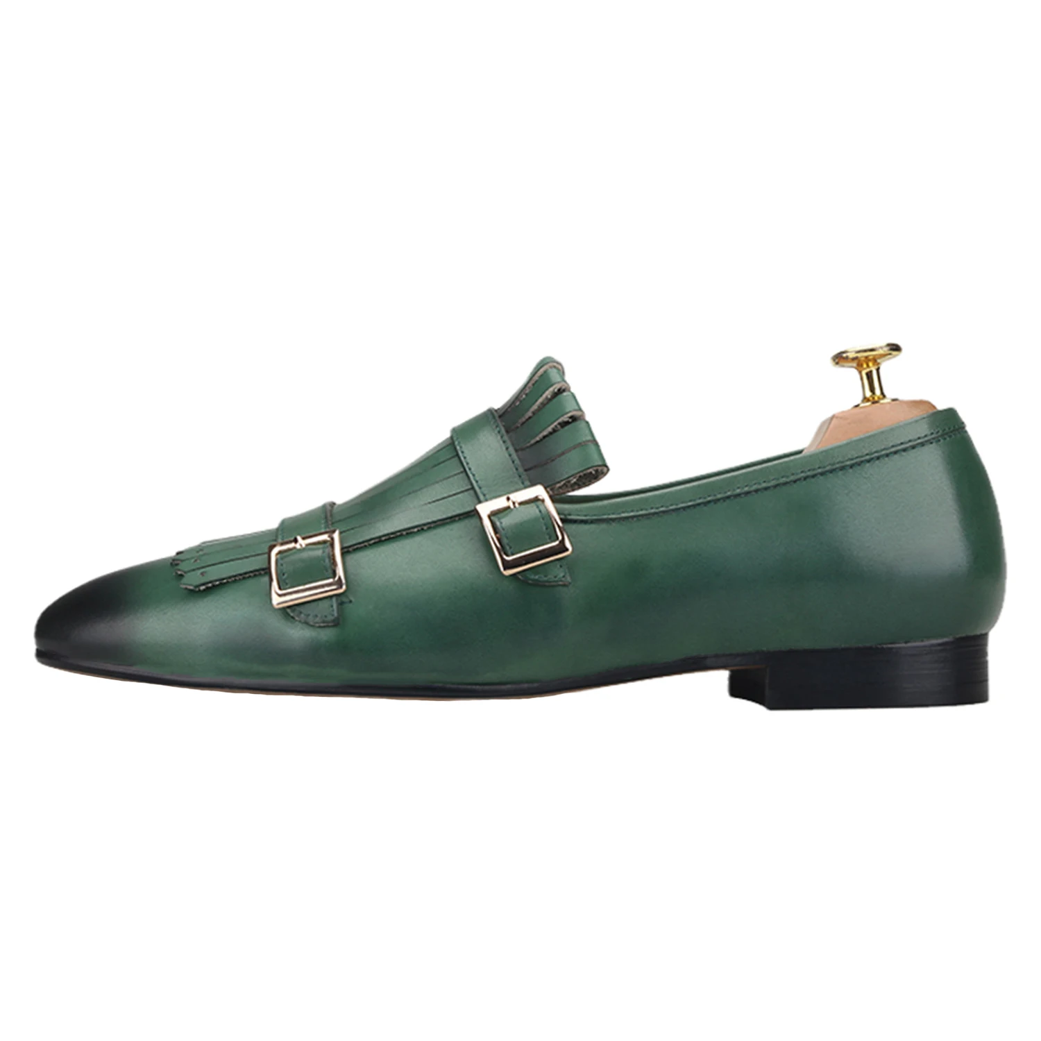 Piergitar 2025 Three Colors Hand-Polished Calfskin Double-Monk Belgian Loafers For Party And Wedding Wear Men's Smoking Slippers