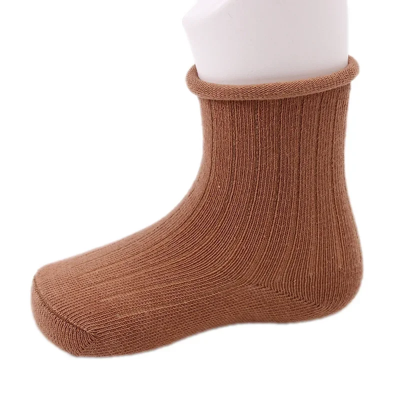 5pairs Baby Cotton Socks Solid Infant Boys Girl Autumn Short Newborn Ribbed Sock Baby Clothing New Year Winter