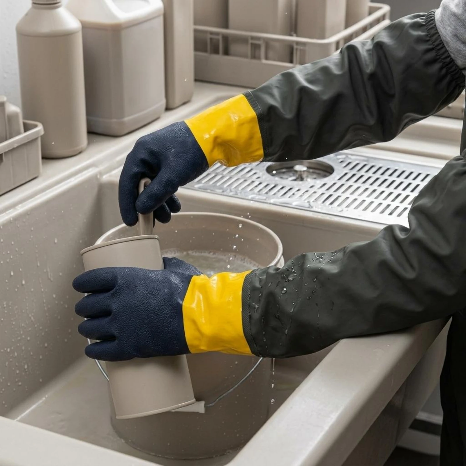 

Chemical-Resistant Gloves Textured Grip Corrosive-Resistant Gloves Anti-Slip 70 Cm