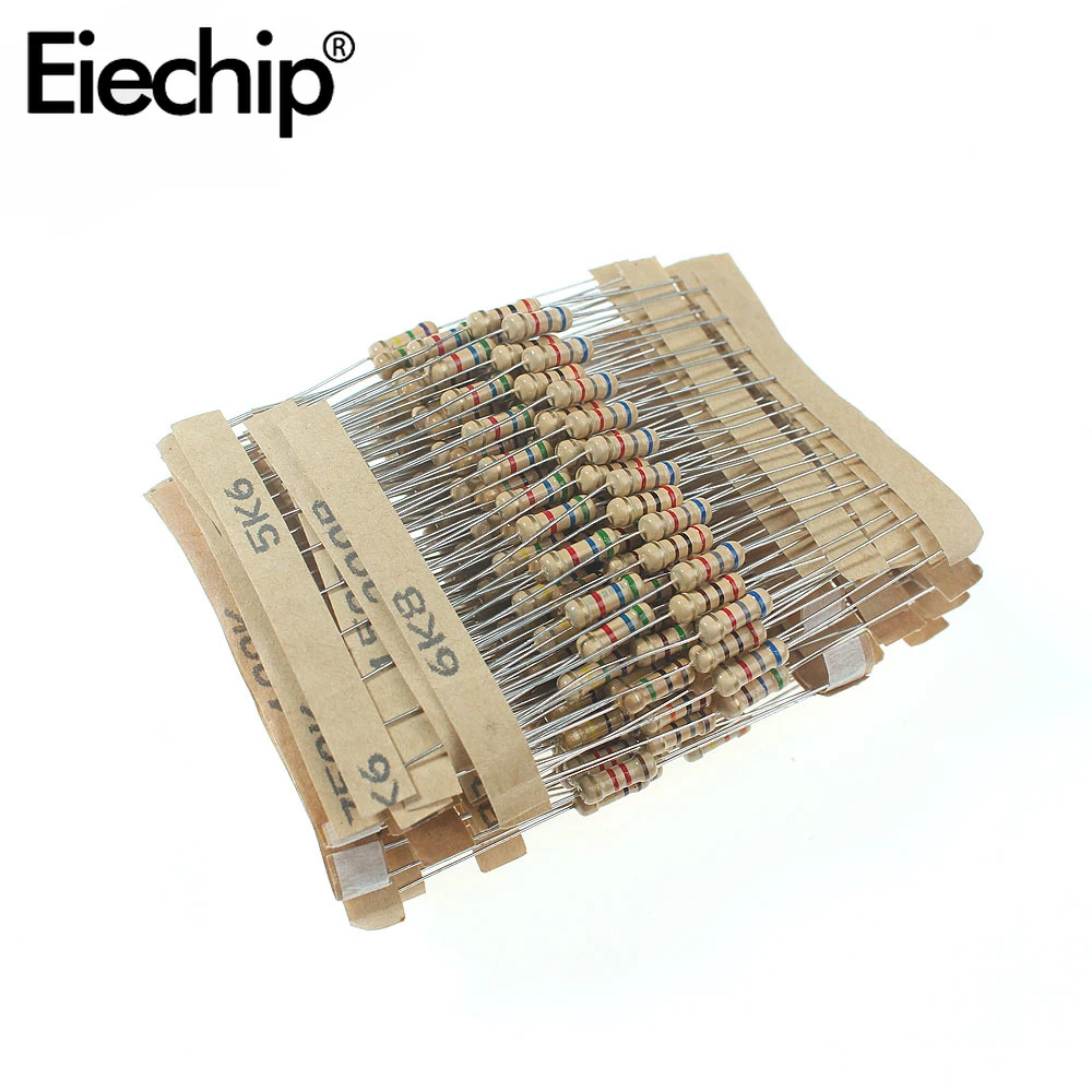 300PCS 1/2W Carbon Film Resistor Kit 5% 1 Ohm ~ 3M Color Ring Resistance Assortment 30 Values Set of 0.5W Resistors