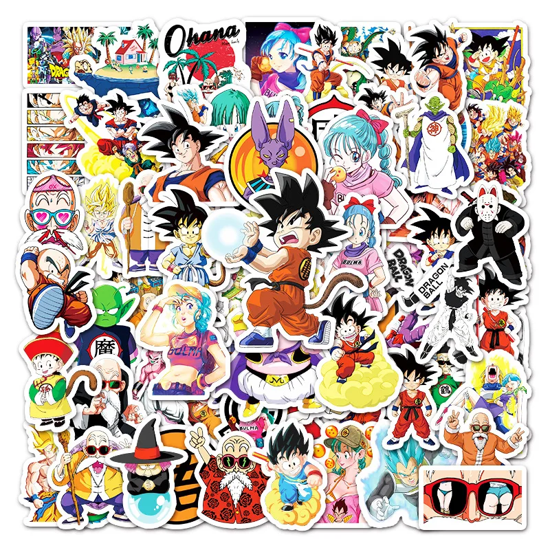 100pcs Cool Anime Dragon Ball Stickers for Kids Toys Son Goku Cartoon Decals DIY Skateboard Laptop Motorcycle Sticker Packs Gift