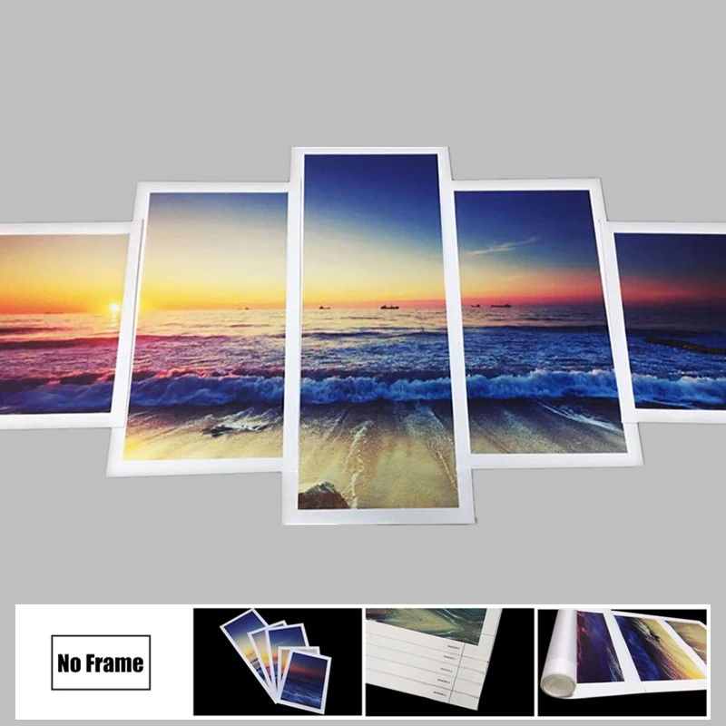 No Framed 5 pieces Luxury Blue Sport Racing Car Home Decor Modular Pictures Modern Canvas Paintings Printed Wall Art Decoration