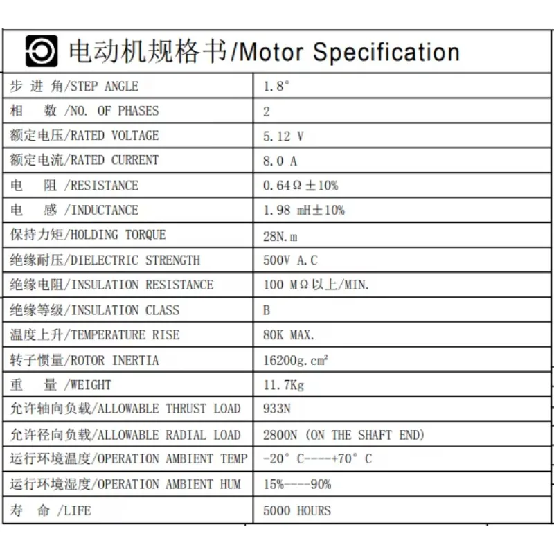 xmsjCoppia elevata 28Nm 42 Motore passo-passo 2 fasi 8a SS4204A80A Motore passo-passo 42 106mm