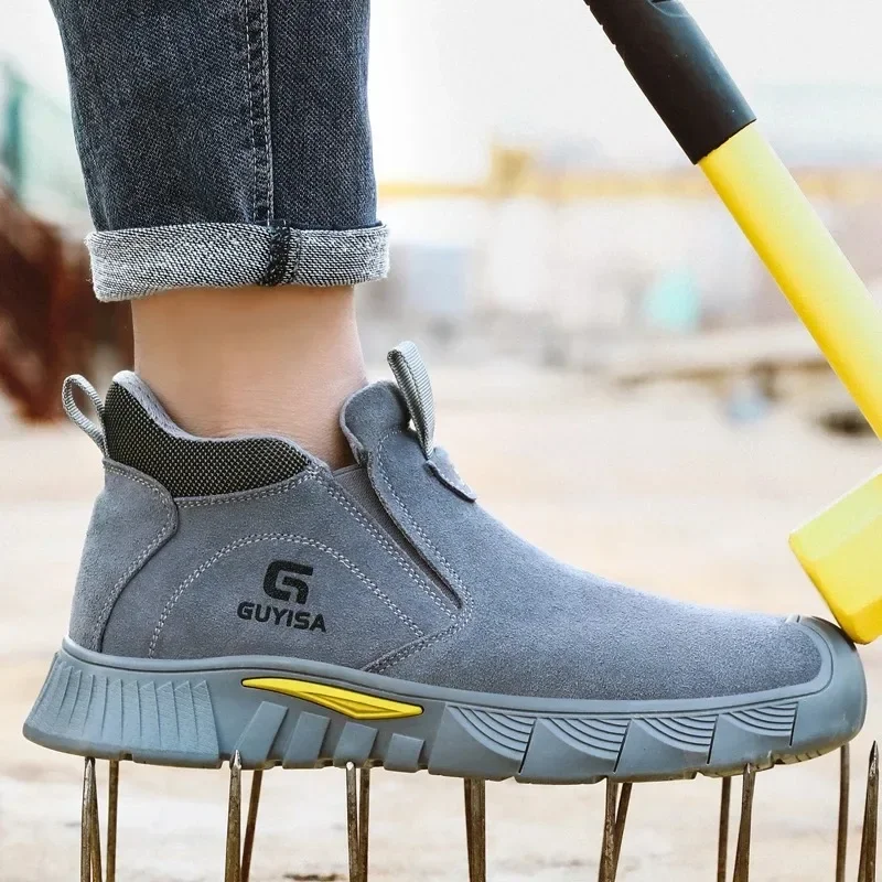 남성용 안전 신발 파괴 불가능한 남성 운동화 펑크 방지 안티 스매쉬 작업 신발 스틸 발가락이있는 남성용 작업 신발 호흡