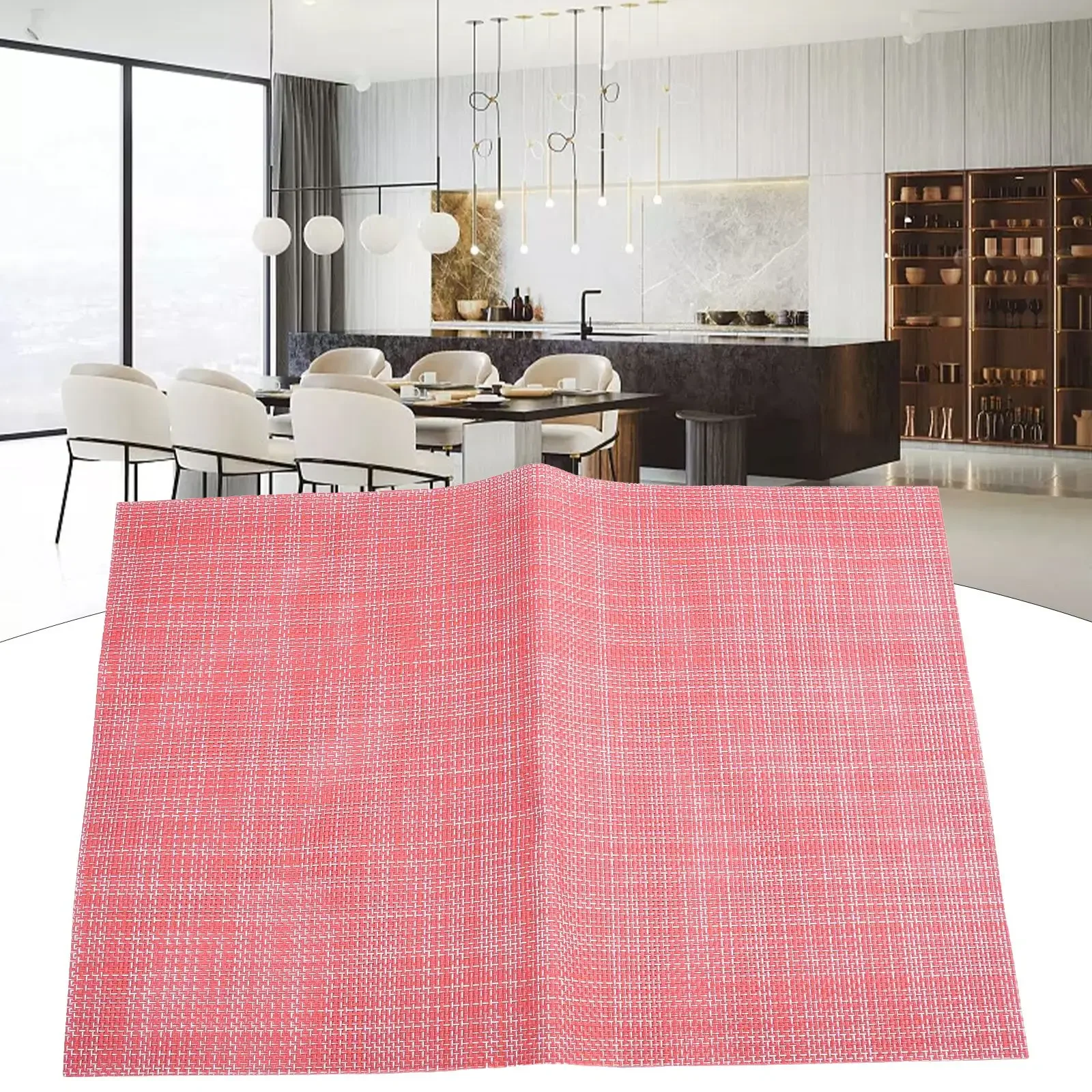 Elegant solid color placemat made of woven PVC perfect for household dining table (Red/Blue/Green/Black Gray/Brown/Beige/Gray)