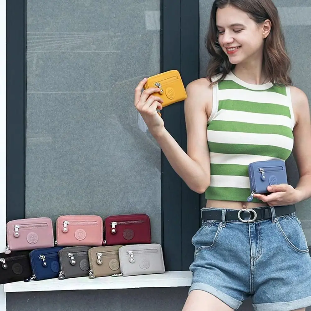 

Simple Zippers Solid Color Coin Purse Nylon Short Nylon Purse Small Phone Bag Card Bag Card Holder Men