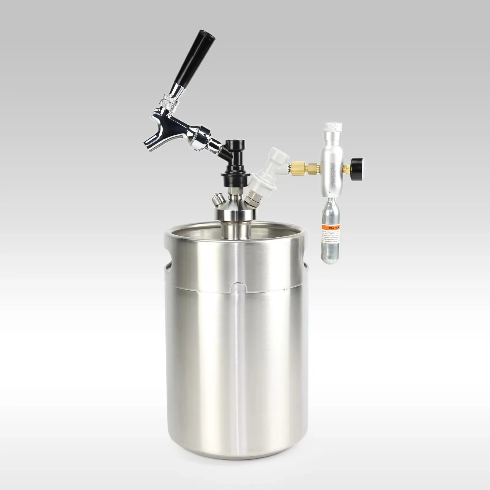 Barril de Cerveza de 5L, Growler para Cerveza Casera, Kit de Growler Mini Barril Presurizado de Acero Inoxidable