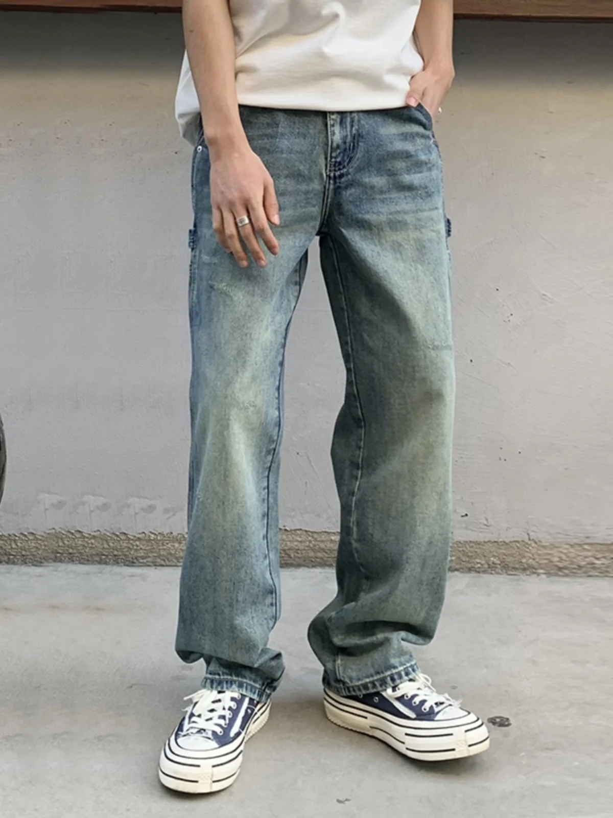 

Мужские джинсы свободного кроя в стиле High Street, ретро, повседневные, прямые, для осени и зимы