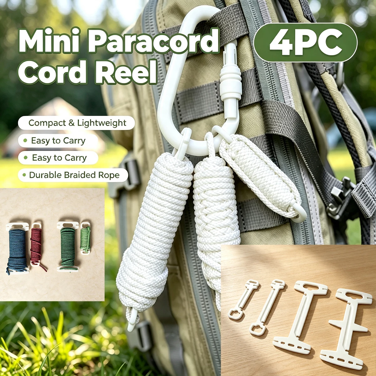 Outdoor Paracord Retractor, Camping Rope Winding Board, Portable Rope Storage Rack, Mountaineering Tent Rope Organizer