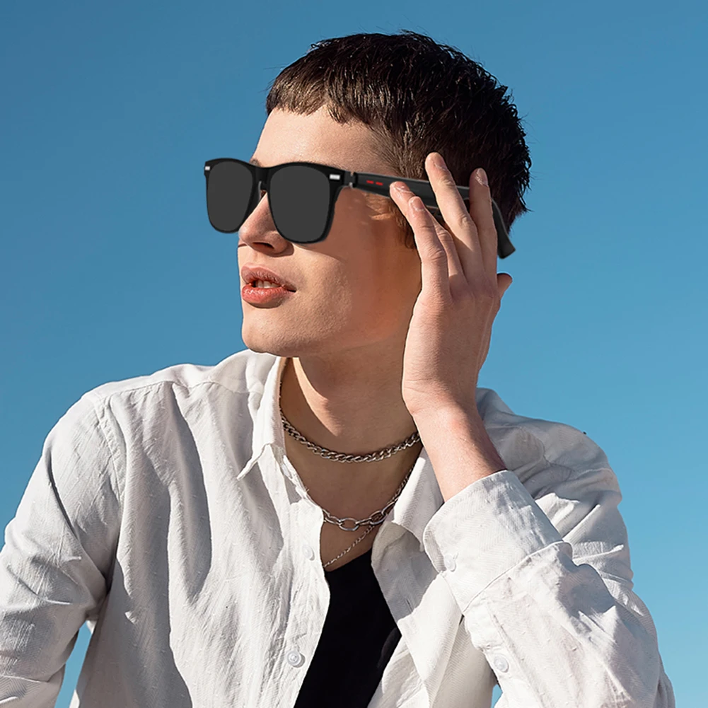 

Bluetooth Smart Glasses with Touch Control Metal Frame Hands-Free Earphones Support Voice Assistant and Phone Call Functionality