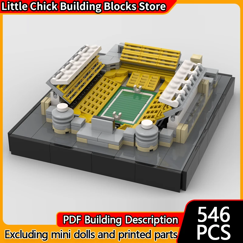 

City Street View Model MOC Building Bricks American Football Field Modular Technology Children Holiday Gifts Assemble Toys Suit