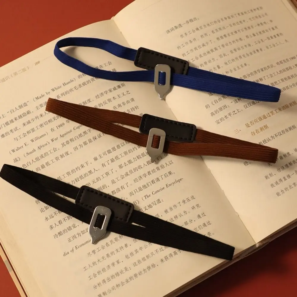 Multi-functional Elastic Webbing Elastic Bookmark Colorful Metal Pointer Page Marking Tool Book Clip School Office