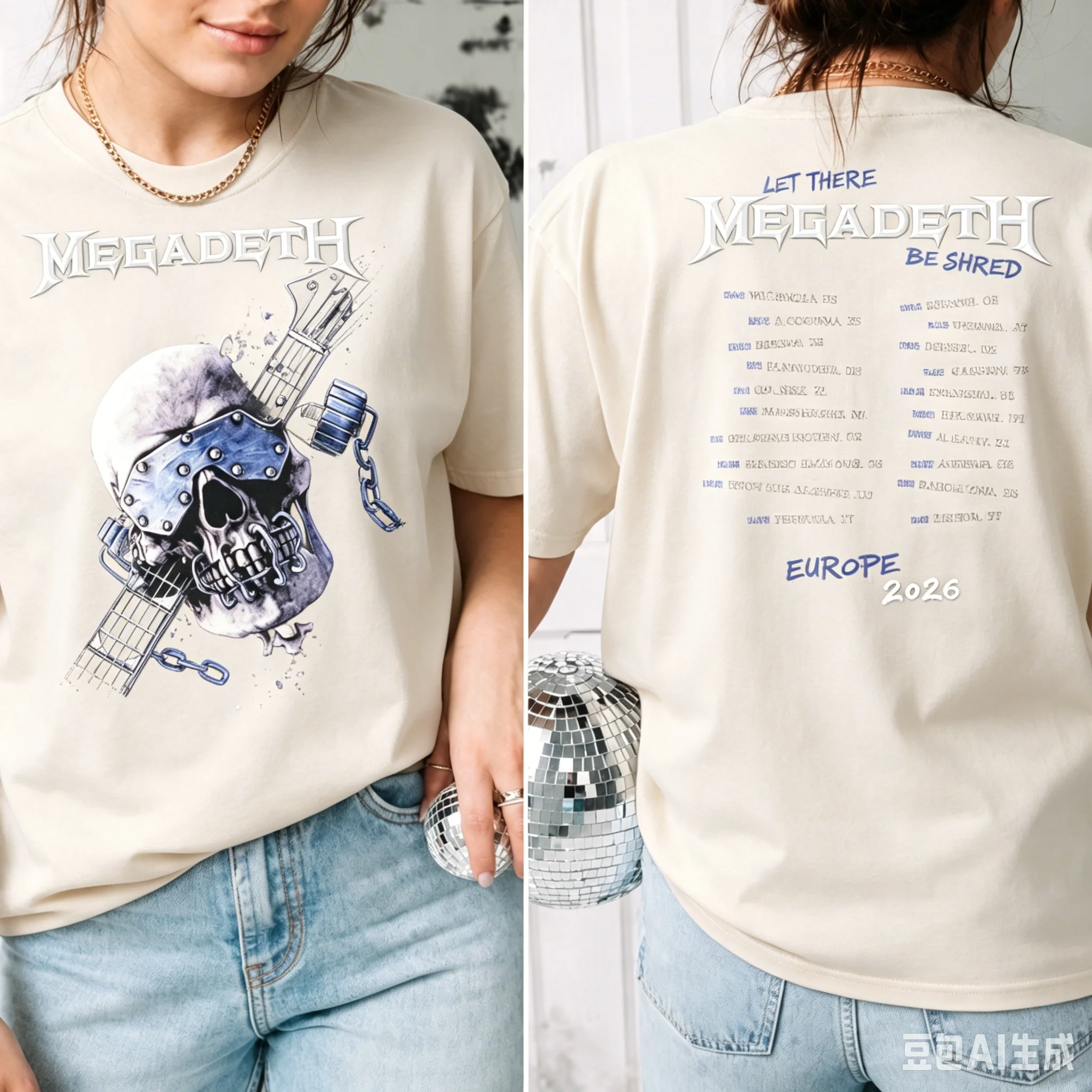 Megadeth Europe Tour 2026 T Shirt Men Women Double Side Print Skull Guitar Graphic Tee Vintage Thrash Metal Rock Concert Merch