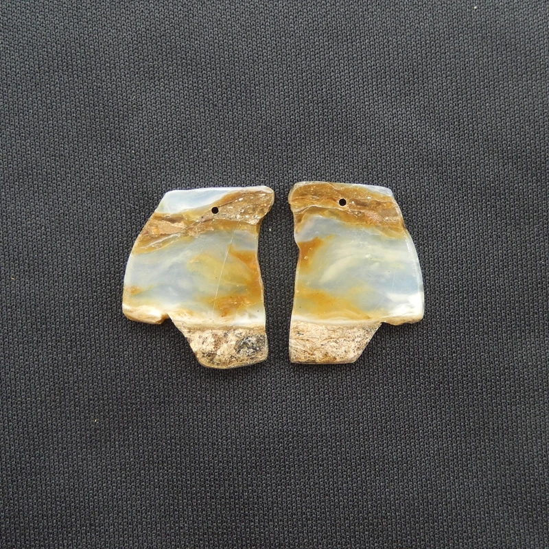 

Пара асимметричных сережек из полированного агата, натуральный драгоценный камень с землистыми включениями для женщин, ювелирные изделия, манжеты для ушей