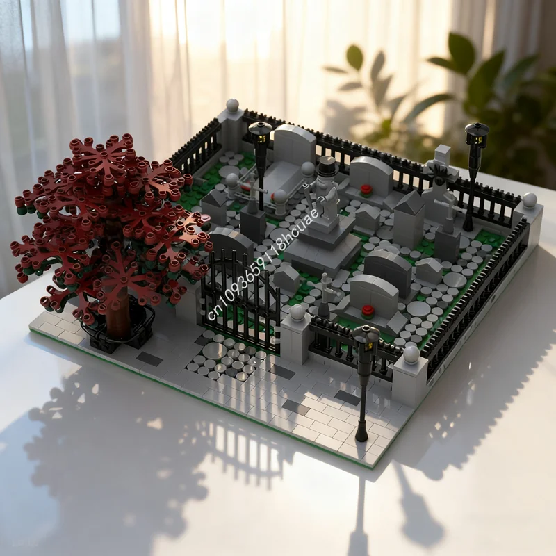 

922pcs MOC Modular Cemetery Modulared Model Building Christmas Gifts Blocks Construction Creative Education Brick Toys Kids