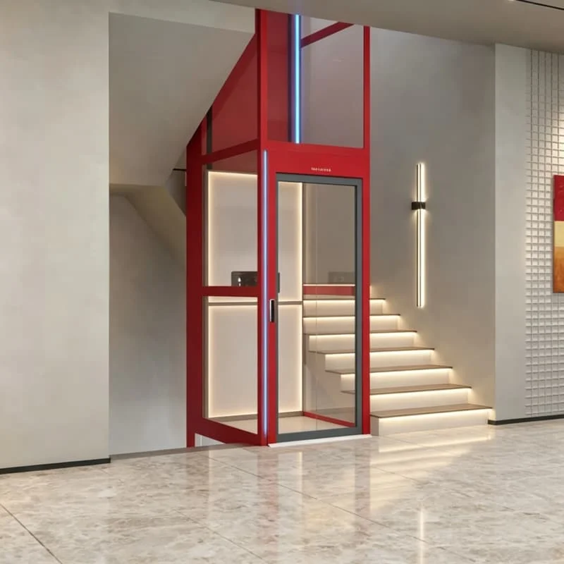 Gearless Home Elevator 350kg 0.4m/s 4 Floors Custom Cabin Interior For Luxury Private Villa Residence  high quality sale