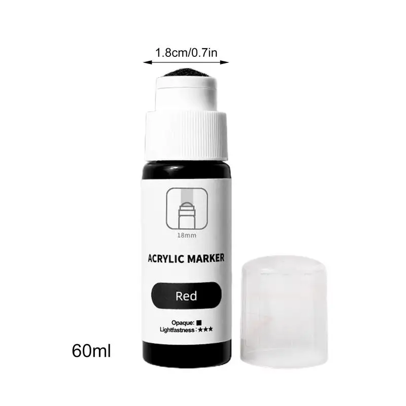 Mop Marker Quick Drying 18mm Tip Acrylic Marker Pen Permanent 60ml Mop Graffiti Marker Waterproof Fade-Resistant Graffiti