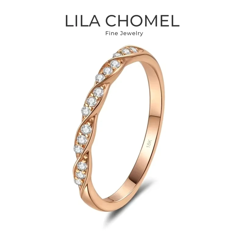 

Girl Engagement 18K Rose Gold Women Wedding Band 0.12CT Moissanite Diamond Daughter Birthday Gift Wife Valentine's Day Rings