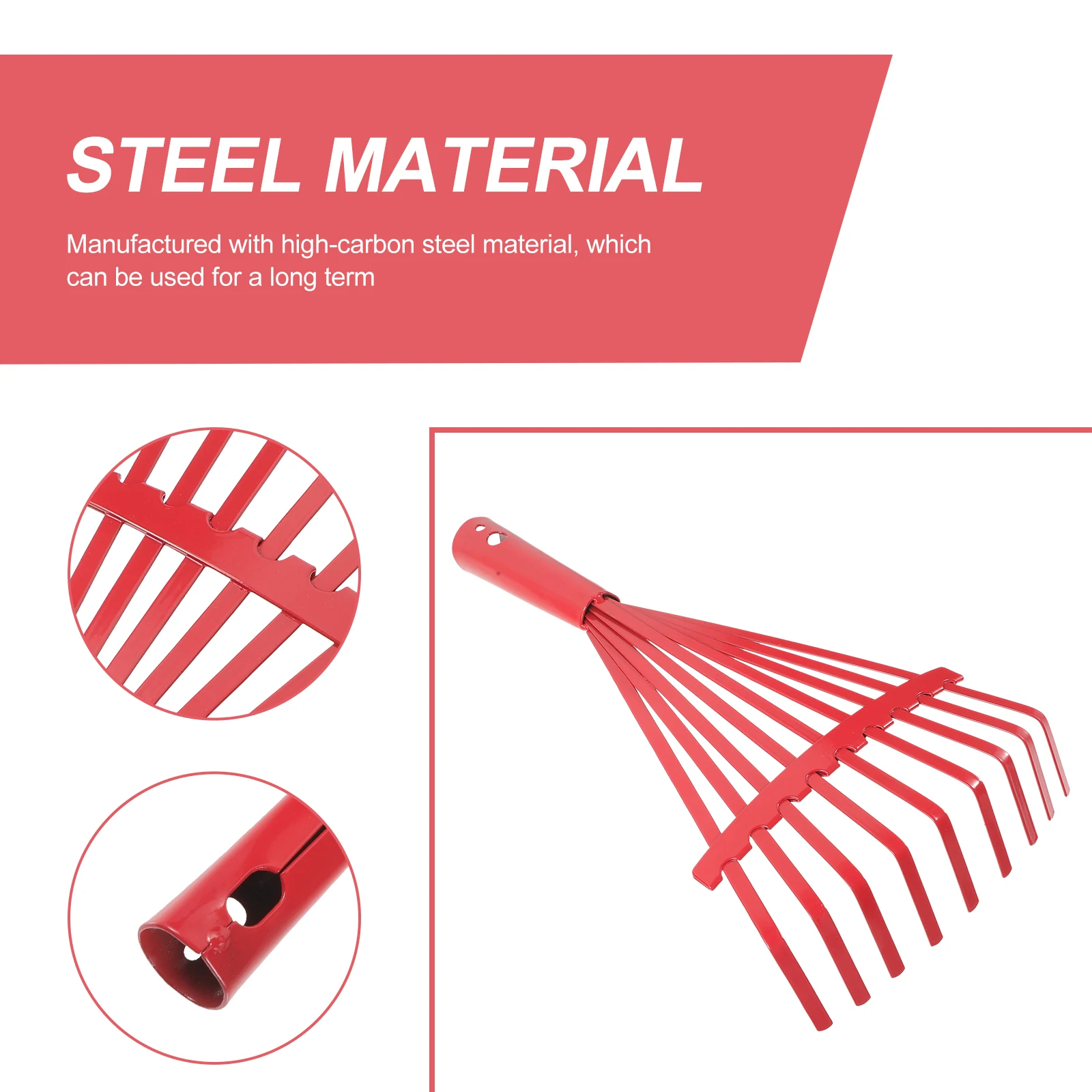 

9 Tooth Steel Garden Rake for Leaves and Soil Loosening Heavy Duty Hand Cultivator Tool Multifunctional Yard Cleaning Implement