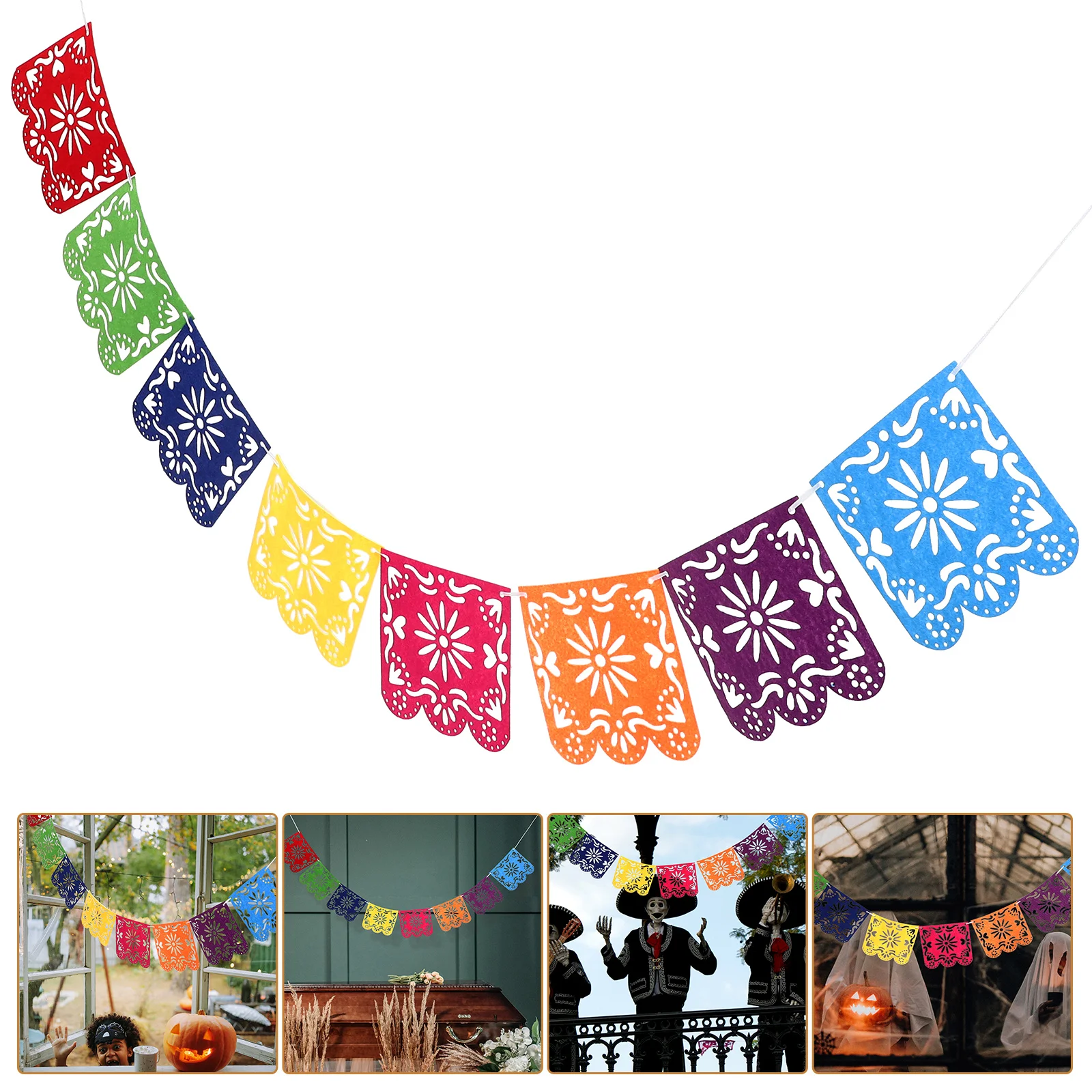 Paper-cut Party Decor Triangle Festival Garland Hollowed-out Banner Color