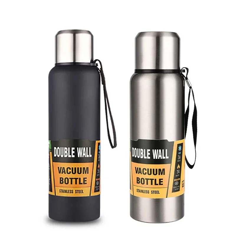 500/1000/1500ml Stainless Steel Thermos Large Capacity Vacuum Flask Portable Insulated Tumbler with Rope Thermo Bottle Gourde