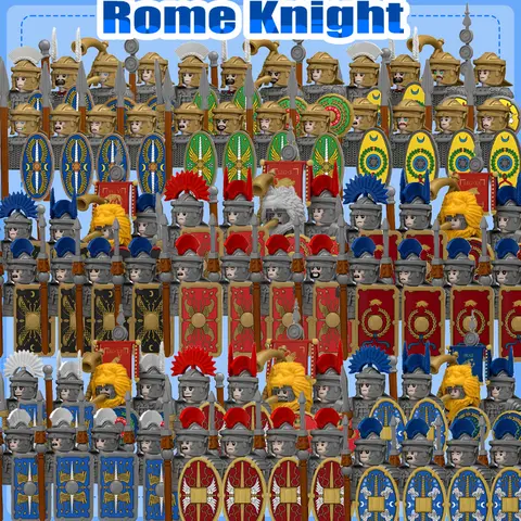 MOC Medieval Series Roman Knights Legion Cavalry Building Blocks Military Castle Soldier Figures Shield Sword Bricks Toys Gifts