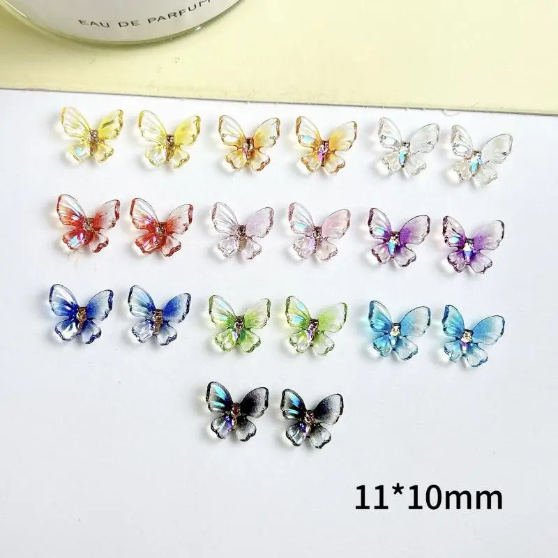 Aurora Transparent Sweet Butterfly Nail Art Charms 3D Resin Shining Multi Color Nail Art Decorations Accessories DIY Crafts