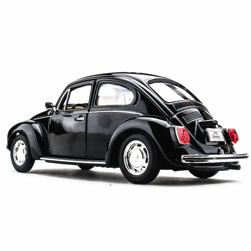 1:24 VW Classic Car Beetle Black Car Alloy Car Model Simulation Car Decoration Collection Gift Toy Die Casting Model