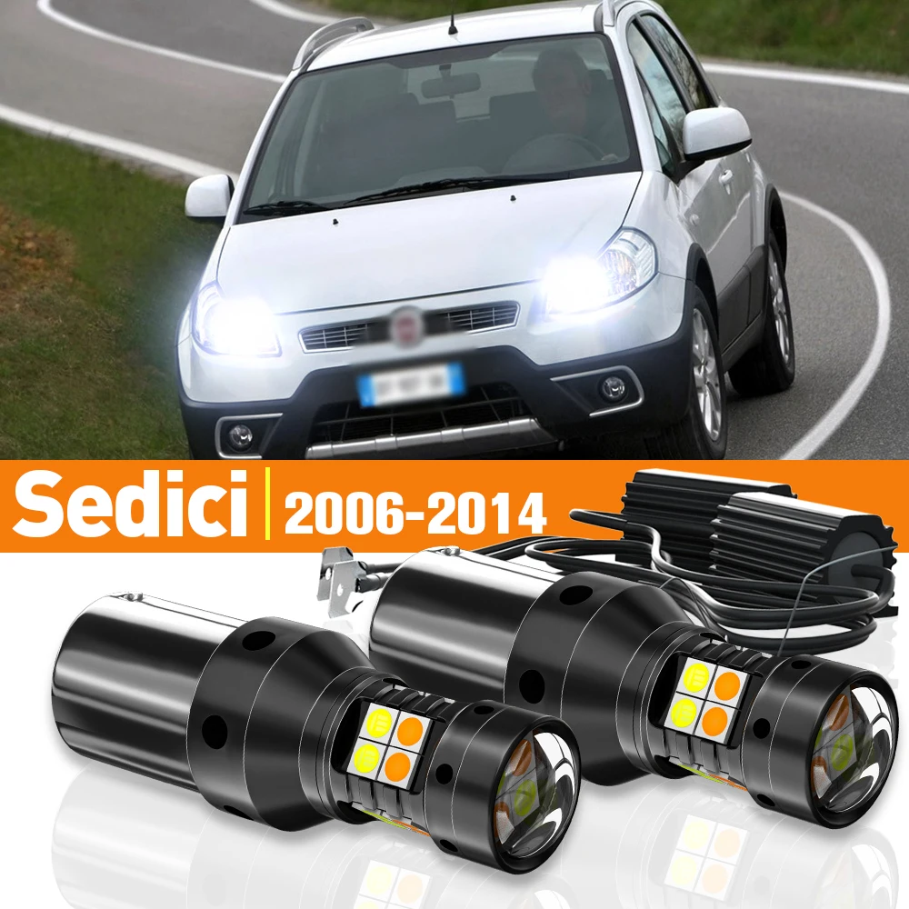 

2x LED Dual Mode Turn Signal+Daytime Running Light DRL For Fiat Sedici 2006-2014 2007 2008 2009 2010 2011 Accessories Canbus