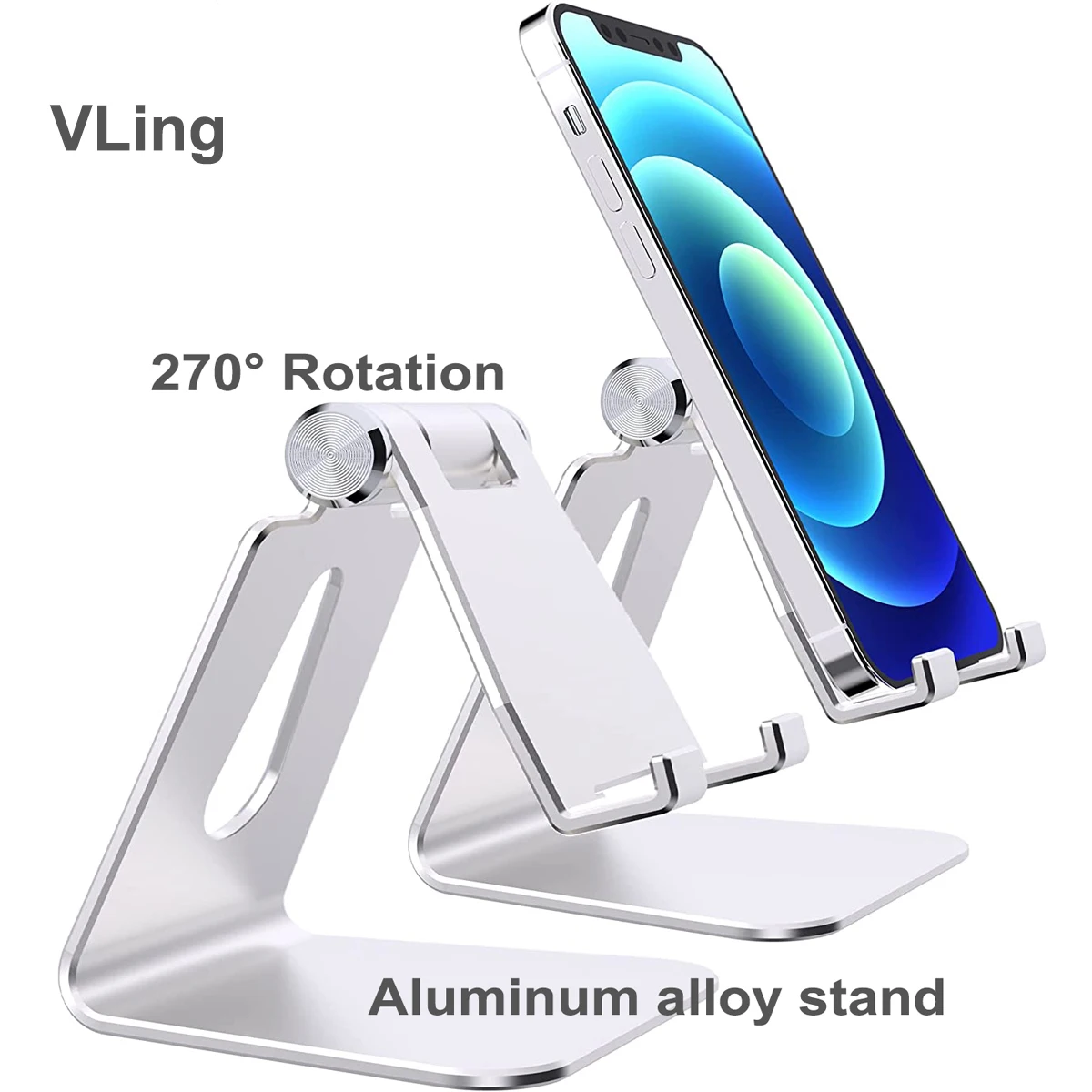 

Adjustable Cell Phone Stand Aluminum Desktop Phone Dock Holder Compatible with iPhone Samsung Galaxy Google Pixel and More Gold