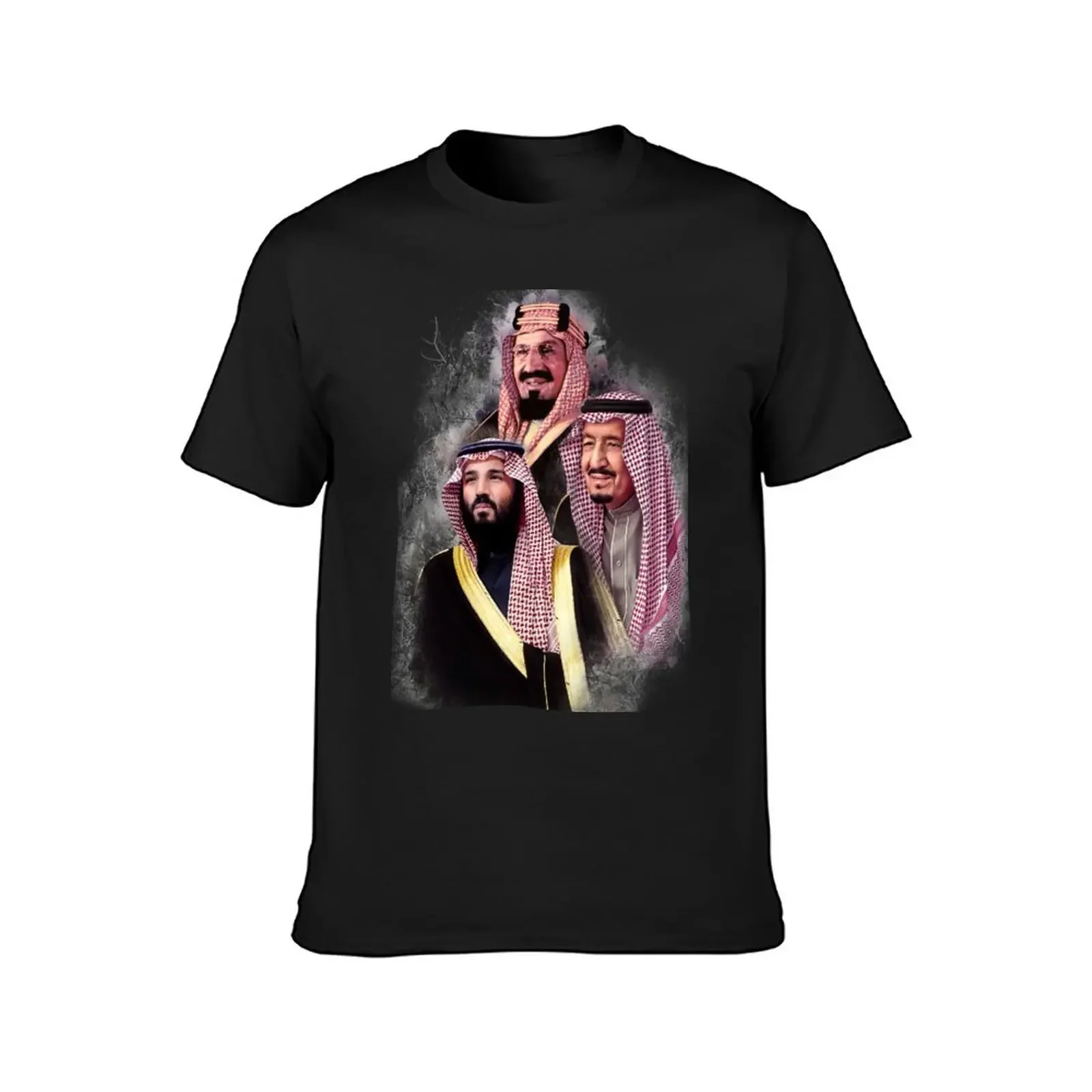 Group Photo of King Abdulaziz, King Salman and Crown Prince Mohammed bin Salman T-Shirt cotton graphic tees t shirts men