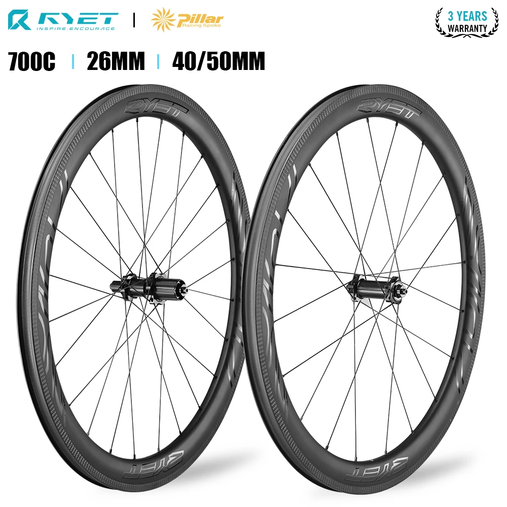 RYET Carbon Wheelset Brake Bicycle Rim Road Wheels V Brake Clincher Tubless Bike Wheel Set With Hub Ceramic Pillar 2015  1423