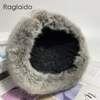 bunny hat women winter fluffy warm rabbit fur beanie hat men women leather caps real fur outdoor snow hat - Image 6