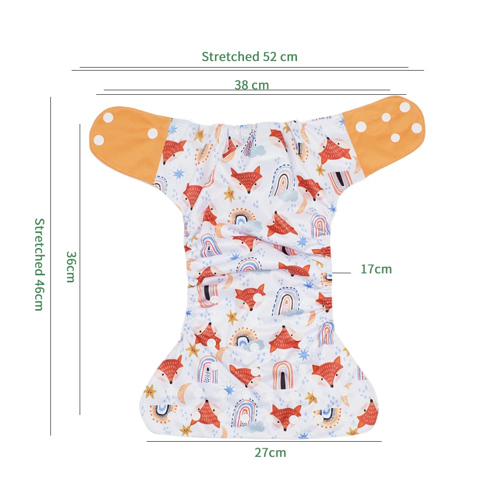 EezKoala-Baby Nappies Set, Super Soft Suede Cloth Inner, One Size Reusable Cloth Diapers Exclusive Print 4Pcs diaper+4pcs insert